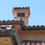 Eclipse Millennium Copper Gutter at outside miters with green over brown patina