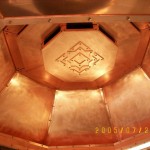 7' Octagonal Copper Firepit Hood Interior, Copper Bars and Bronze Bolts.