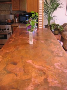 48 oz copper countertop with patina by customer