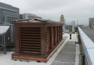 Doghouse 48 oz welded copper louvers for San Francisco War Memorial Building