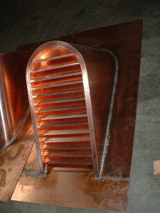 Tombstone Copper Dormer Vent With Reveal Face And Set Back Louvers