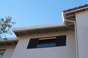 Custom 4" Bottom Fascia Gutter, 3 1/8" Galv Downspout with smooth elbows
