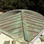 Copper Standing Seam Roof W/Green Over Brown Patina