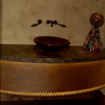 Textured Copper Vanity Base Cover with Rope detail