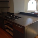 14 Ga Stainless Steel Countertop with welded-in prep sink and cooktop cut out