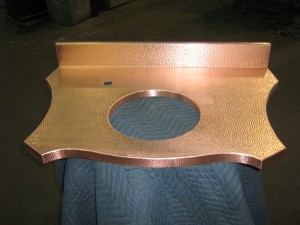 Hammered Copper Countertop for Vanity