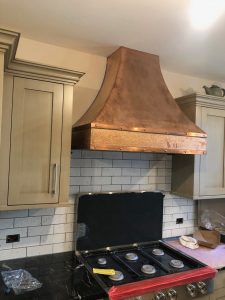 48oz Hammered Copper Hood with Solid Copper Bar Trim