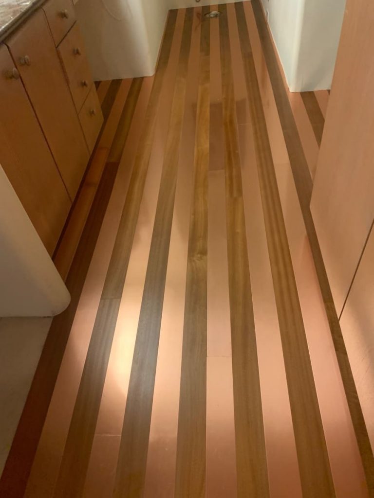 32oz copper strips as flooring